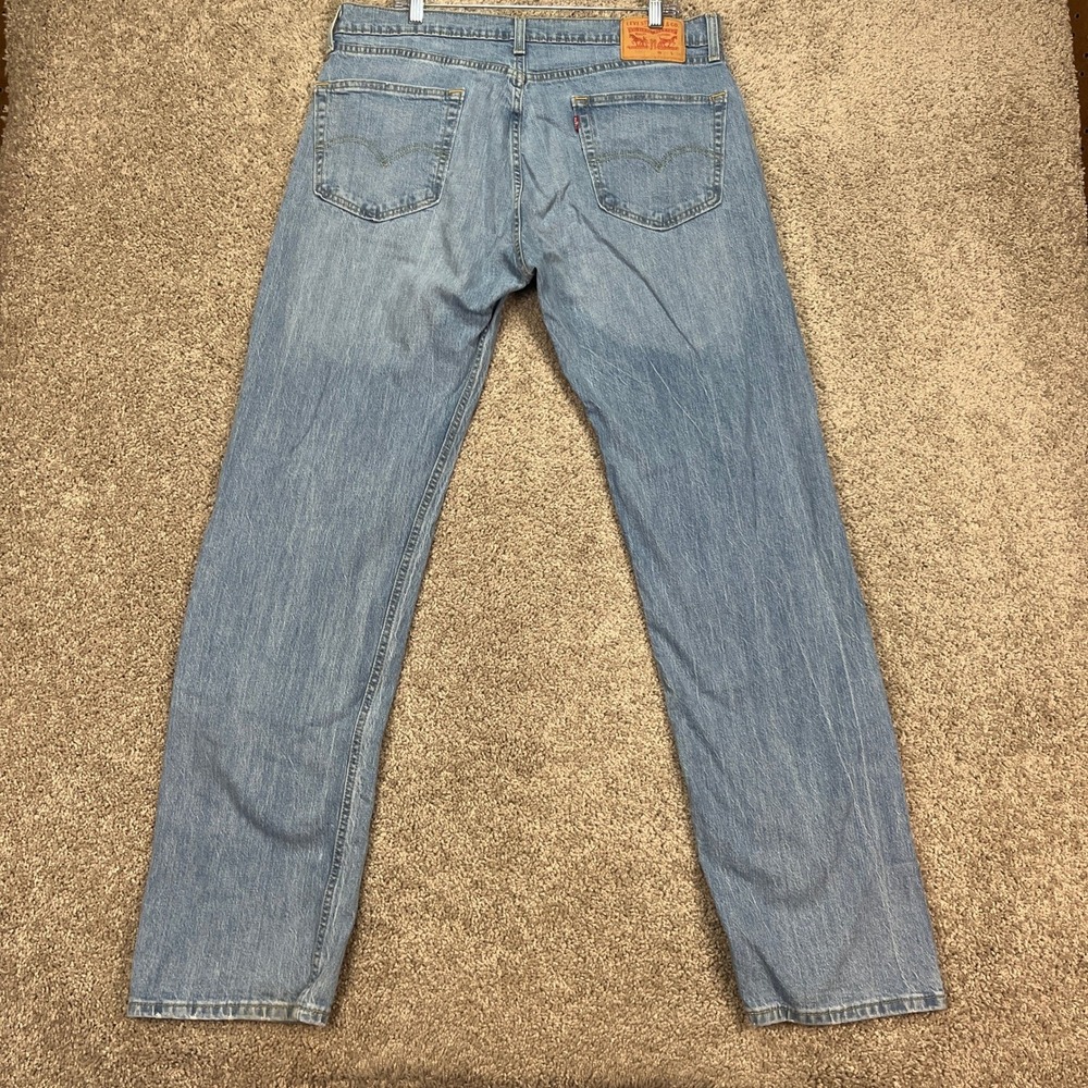 Levi Strauss 505 Jeans Mens W36 L34 Light Wash Straight Fit Denim Pants - Picture 6 of 14
